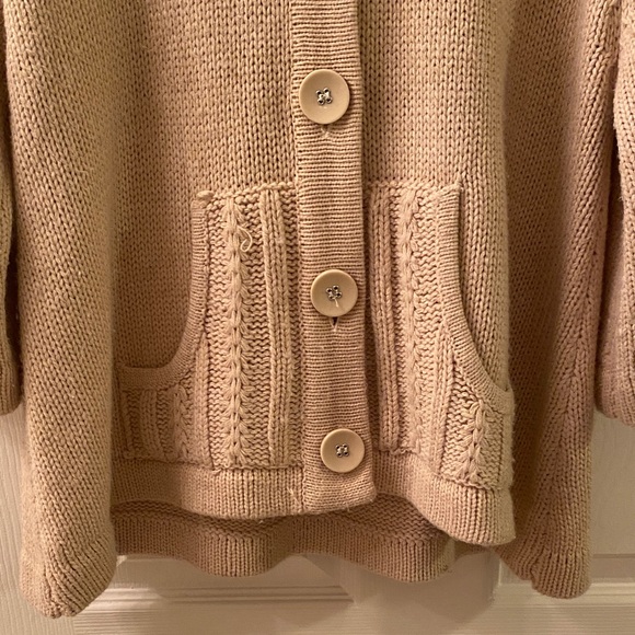 Vintage Suzie Tan Button-Up Cardigan w/hood - Picture 4 of 6